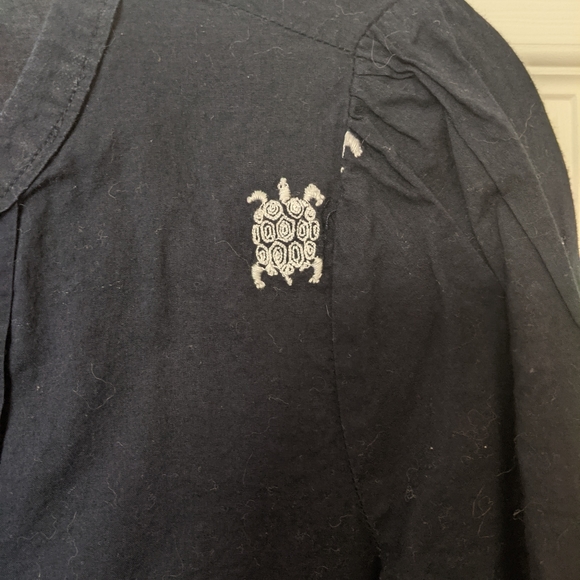 Loft Button Down Embroidered Turtle Top - Picture 3 of 3